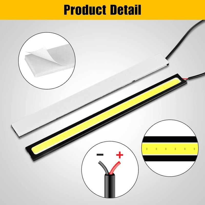 12PCS Daytime Running Light, , Car Exterior LED Strip Light, Super Bright 12V Underglow Lights, Universal Waterproof COB DRL Running Lamp for Truck Boat Bike RV Motorcycles, White - Image 4