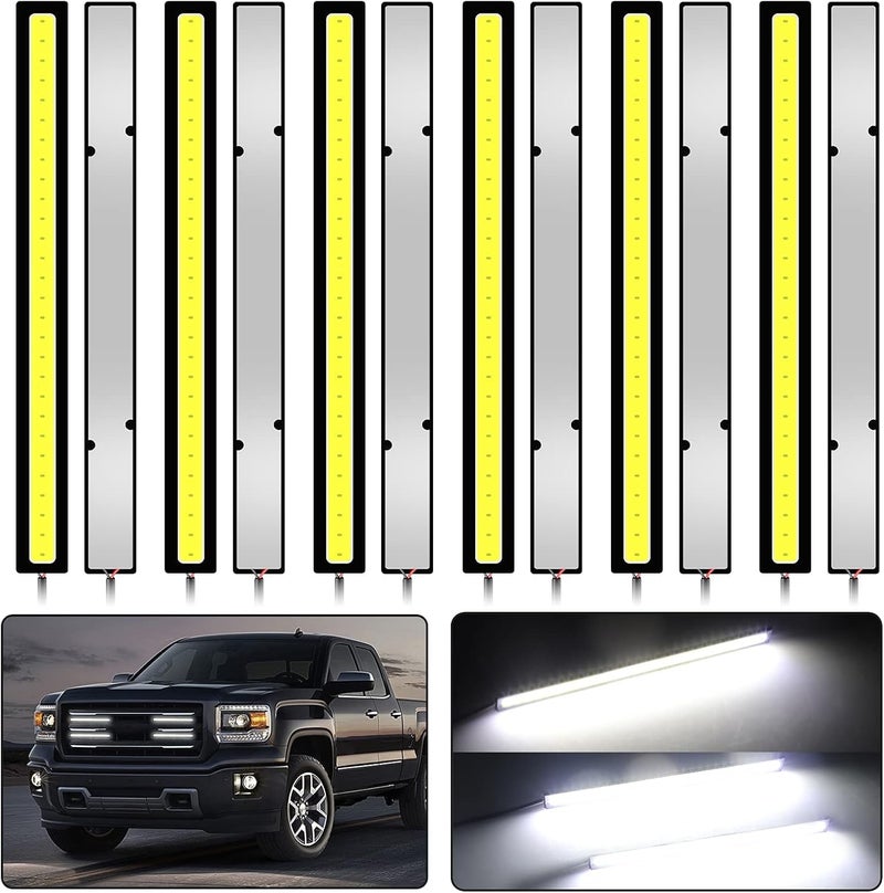 12PCS Daytime Running Light, , Car Exterior LED Strip Light, Super Bright 12V Underglow Lights, Universal Waterproof COB DRL Running Lamp for Truck Boat Bike RV Motorcycles, White - Image 1