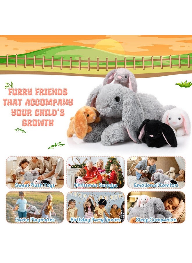 Sratte 5 Pcs Bunny Stuffed Animal Set Large Mommy Bunny Plush with 4 Cute Stuffed Baby Rabbits in Her Belly Soft Cuddly Rabbit Plushies Gift for Birthday Baby Shower Party Favors(Lying Style) - Image 5