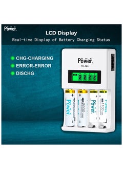DMK Power 8pcs AA 1.2V 2800mAh High Capacity Rechargeable Batteries and TC-Q4 AAA AA Four Slot Independent Intelligent Quick LCD Charger for Ni-MH/Ni-CD Rechargeable Batteries with 3pin UK Plug Cable  - Image 3