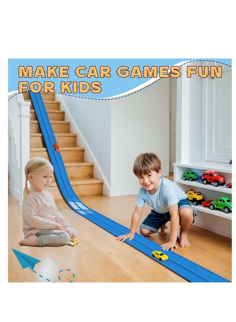 DAILYCHIC Flexible Race Track for Kids Starter Set - 20FT Flex Tracks Double-Sided Race track with 2 Small cars, Rolls Up Portable DIY Racetrack Compatible with Hot Wheels & Diecast 1/64th Cars for Ages 4+ - Image 2