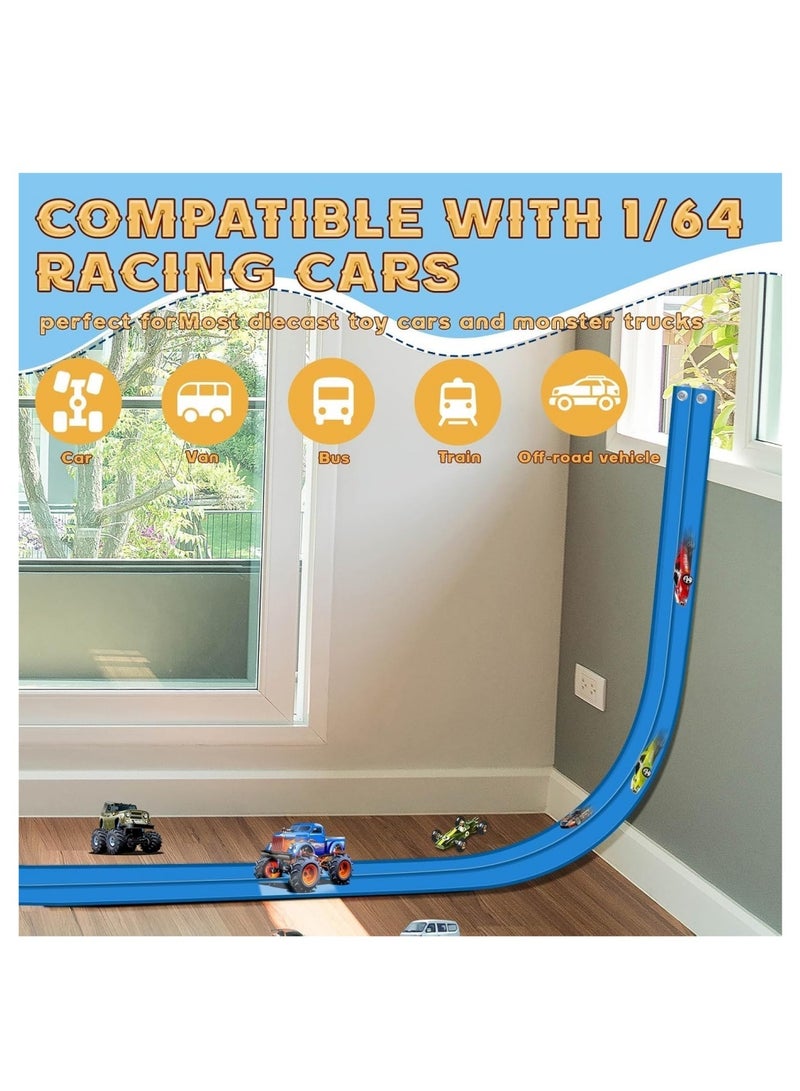 DAILYCHIC Flexible Race Track for Kids Starter Set - 20FT Flex Tracks Double-Sided Race track with 2 Small cars, Rolls Up Portable DIY Racetrack Compatible with Hot Wheels & Diecast 1/64th Cars for Ages 4+ - Image 4