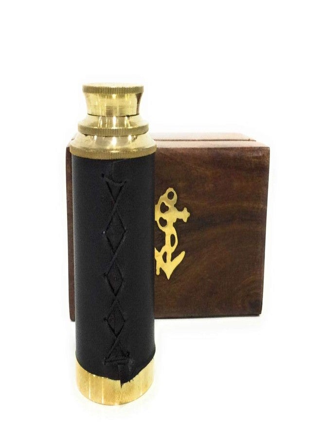 NAUTICALMART 6" Handheld Brass Telescope Pirate Navigation with Anchor Rosewood Box Rustic Vintage Beautiful Handcrafted Nautical Home Decor Gift for Nautical Collector’s - Image 4