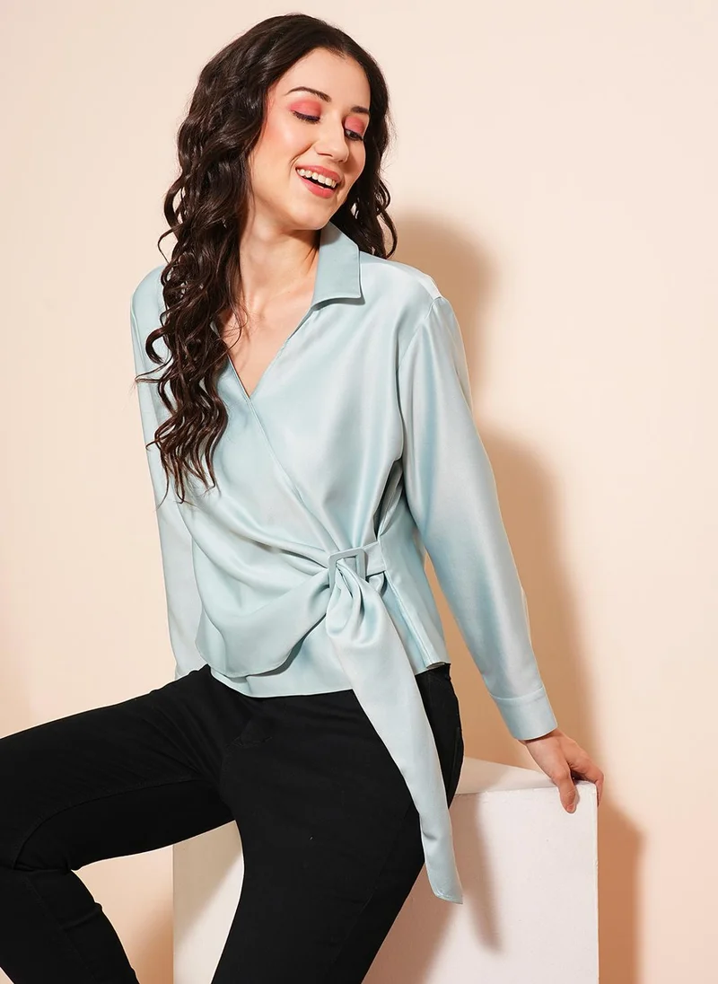 جلو باص بلوزة جلوبس نسائية بياقة قميص سادة