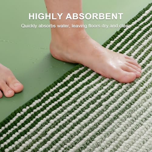 BSICPRO Bathroom Rugs and Mats Sets, 2 Piece Thick Absorbent Chenille Bath Mat Rug Set Non Slip, Soft Shaggy Bath Room Floor Mats for Bathroom, Machine Washable (Hunter Green, 20" x 47" Plus 16" x 24") - Image 5