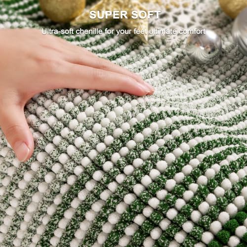 BSICPRO Bathroom Rugs and Mats Sets, 2 Piece Thick Absorbent Chenille Bath Mat Rug Set Non Slip, Soft Shaggy Bath Room Floor Mats for Bathroom, Machine Washable (Hunter Green, 20" x 47" Plus 16" x 24") - Image 2