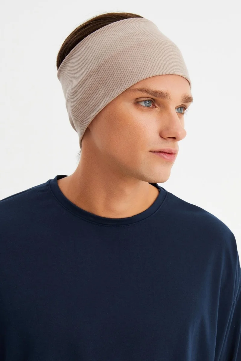 بوتيكجيز Beige Men's Cotton Camisole, Non-Slip, Sweatproof, Ultra Light, Sports Hair Band Bandana Buff