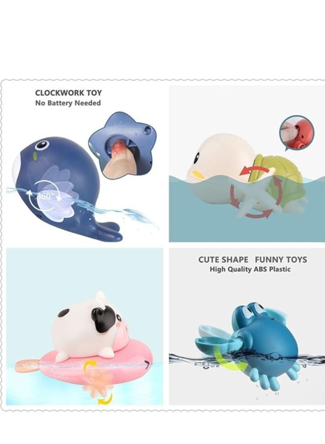 لعبة حمام سباحة لطيفة على شكل حيوان يدور باتجاه الساعة، العاب استحمام للاطفال الصغار بعمر 1-3 سنوات، مجموعة العاب استحمام مائية للاولاد والبنات، 4 قطع - Image 2