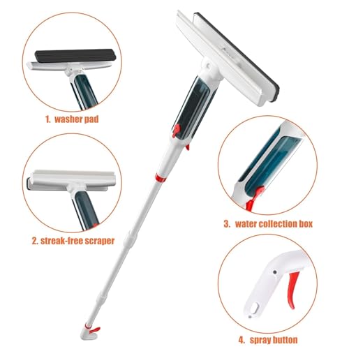 KEYOZA Professional Window Wiper 190 cm Extension Rod, Squeegee Window Spray Water & Dirty Water Catcher Design, 3-in-1 Scratch-Resistant Window Cleaner Set for Cleaning Mirrors Showers Glass High Windows - Image 4
