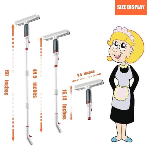 KEYOZA Professional Window Wiper 190 cm Extension Rod, Squeegee Window Spray Water & Dirty Water Catcher Design, 3-in-1 Scratch-Resistant Window Cleaner Set for Cleaning Mirrors Showers Glass High Windows - Image 2