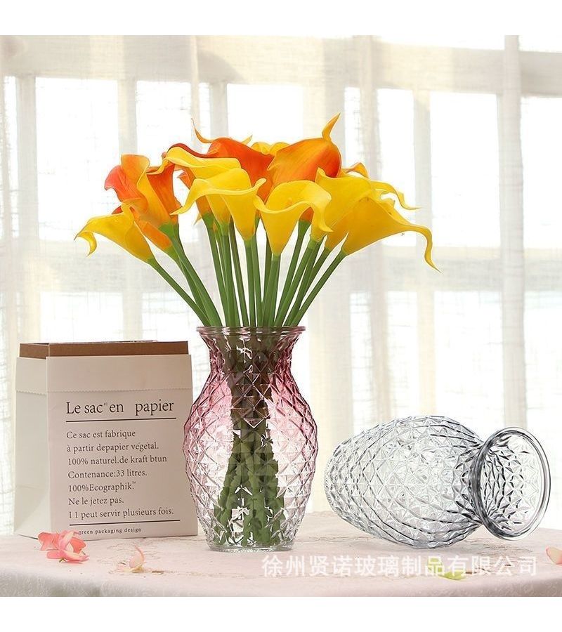 Nordic Retro Tear Drop Glass Vase Through With Glacier Pattern Golden Embossed Table Decor For Hydroponic Plants Centerpieces Modern Traditional Ornament - Image 1
