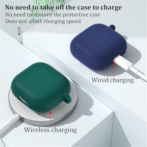 OJOS Case Cover Compatible with AirPods 4 Silicone Protective Cover for Airpods 4 2024 Shockproof & Support Wireless Charging Soft Case for Apple Airpods 4th Generation, Black - Image 4