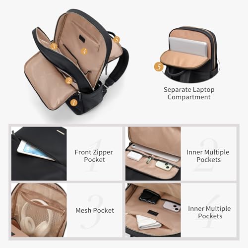 GOLF SUPAGS Women Laptop Backpack Casual Daypack for Work Travel College Backpack Purse Fits 14 Inch Notebook (Black) - Image 2