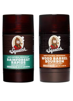 Dr. Squatch Men's Natural Deodorant - Aluminum-Free Deodorant from Dr. Squatch - Natural Deodorizer - made w/charcoal - Deodorant for Men - Smell fresh with Rainforest Rapids and Wood Barrel Bourbon (2 Pk)  - Image 2