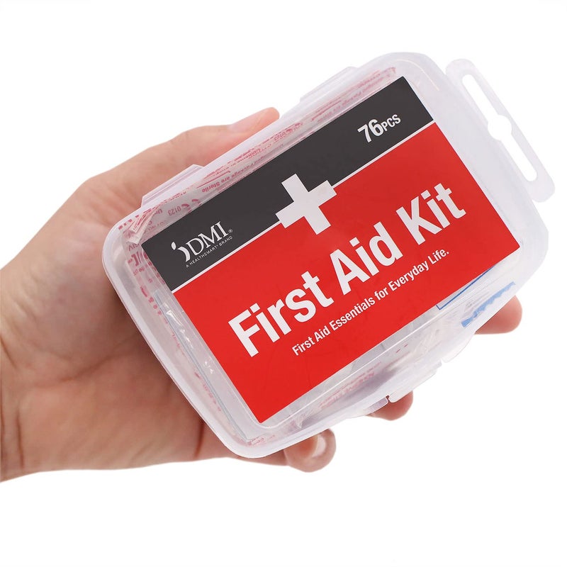 DMI DMI 76Piece FirstAid Kit Portable AllPurpose Use for Minor Cuts and Scrapes Durable WaterResistant Case Convenient and Portable for Travel FSA HSA Eligible 