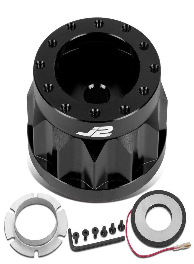 J2 Engineering J2-HUB-N6-BK 2" 6-Bolt Aluminum Steering Wheel Hub Adapter Black Compatible with 95-98 200SX / 74-78 260Z & 280Z / 89-98 Maxima - Image 1