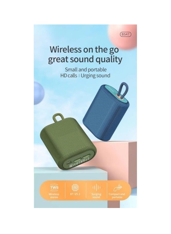 هوكو مكبر صوت صغير بتقنية البلوتوث مع ميكروفون - BS47، بطاقة FM/TF، قابل لإعادة الشحن بسعة 1200 مللي أمبير/ساعة - Image 2