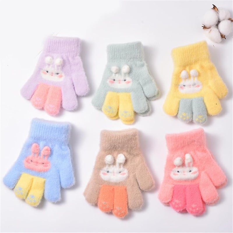 قفازات أرانب صفراء مخملية للأطفال، إكسسوارات شتوية ناعمة ودافئة وخفيفة الوزن - Image 5