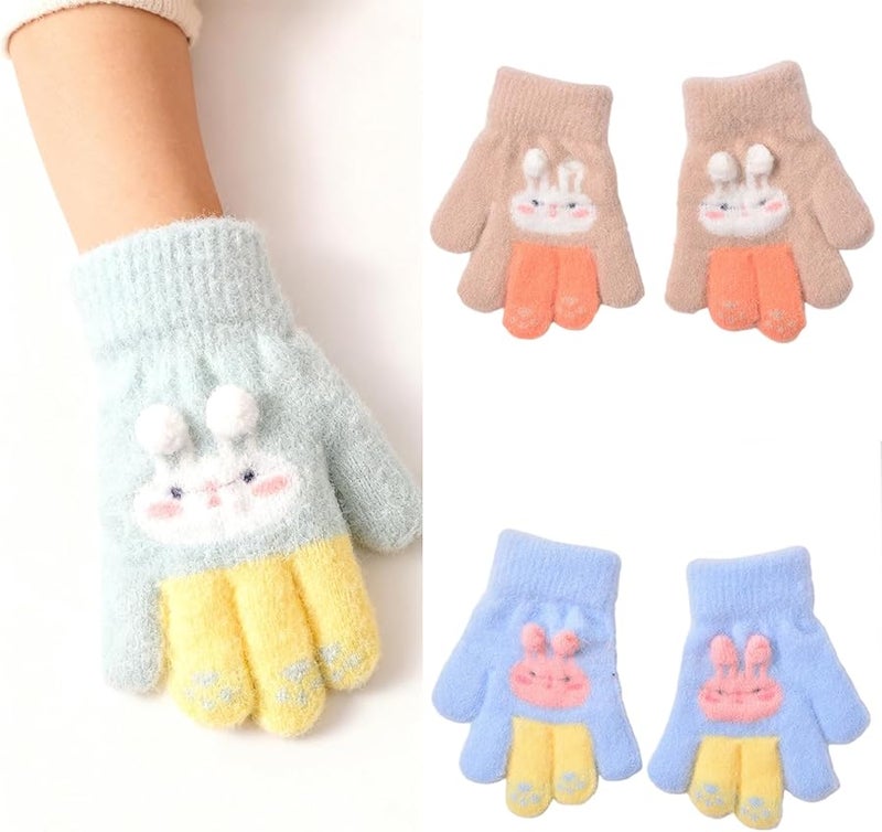 قفازات أرانب صفراء مخملية للأطفال، إكسسوارات شتوية ناعمة ودافئة وخفيفة الوزن - Image 3