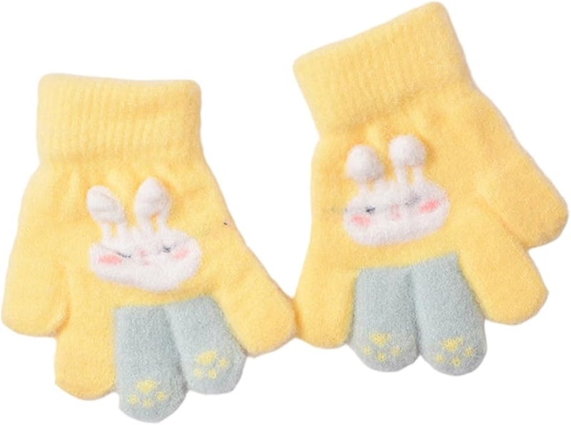 قفازات أرانب صفراء مخملية للأطفال، إكسسوارات شتوية ناعمة ودافئة وخفيفة الوزن - Image 4