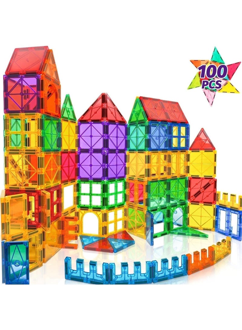 xppier 100 Piece Magnetic Building Blocks for Kids, Educational Learning Building Sets, 3D Building Blocks Construction Stacking Toys Gifts for Boys Girls - Image 3