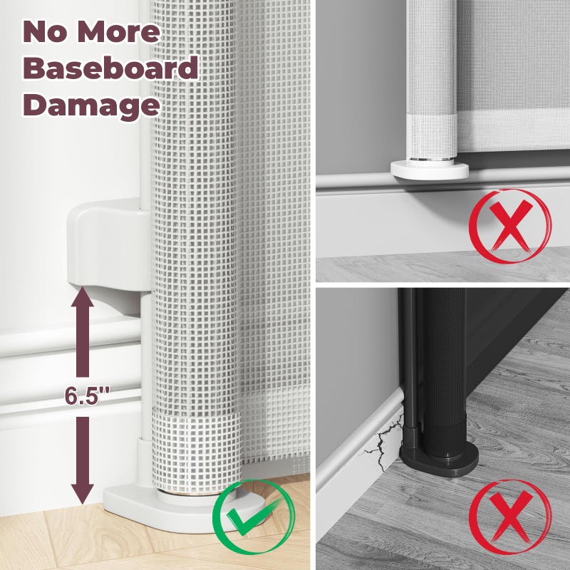 Cideny Retractable Baby Gate for Stairs, 55" Wide Mesh Dog Gate Indoor, 34" Tall Child Gate for Doorways, Hallways, Deck, Indoor Outdoor Pet Baby Safety Essentials for Home, White - Image 3