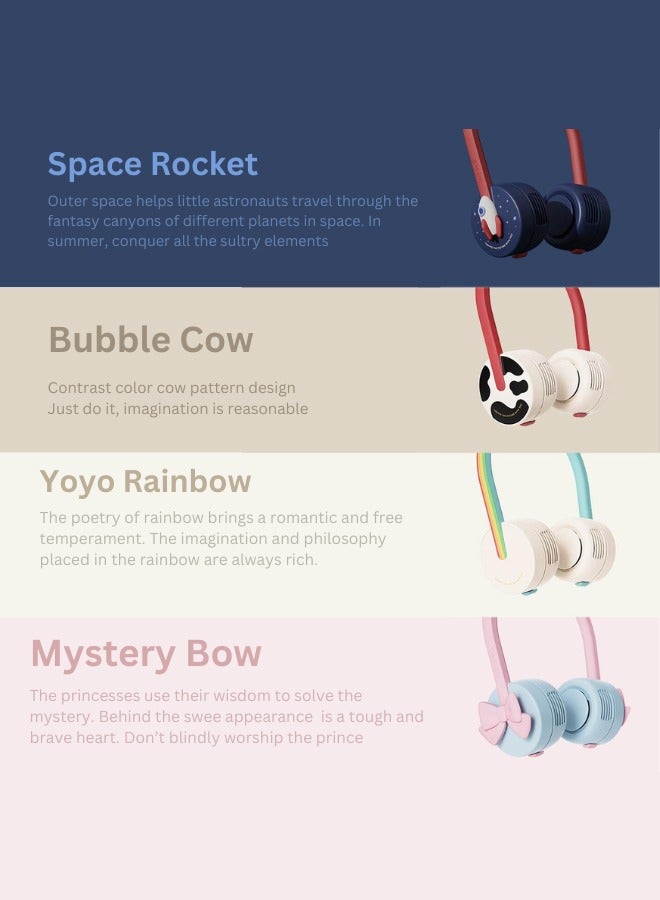 Turtees® Portable Neck Fan, Wearable Personal Fan Hands for Kids Leafless USB Rechargeable 3 Speeds for Office Outdoor Travel - Image 4