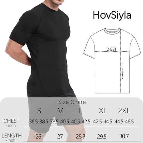 HovSiyla 5 Pack Mens Compression Shirts Cool Dry Short Sleeve Baselayer Athletic Workout T Shirts BlackL - Image 3