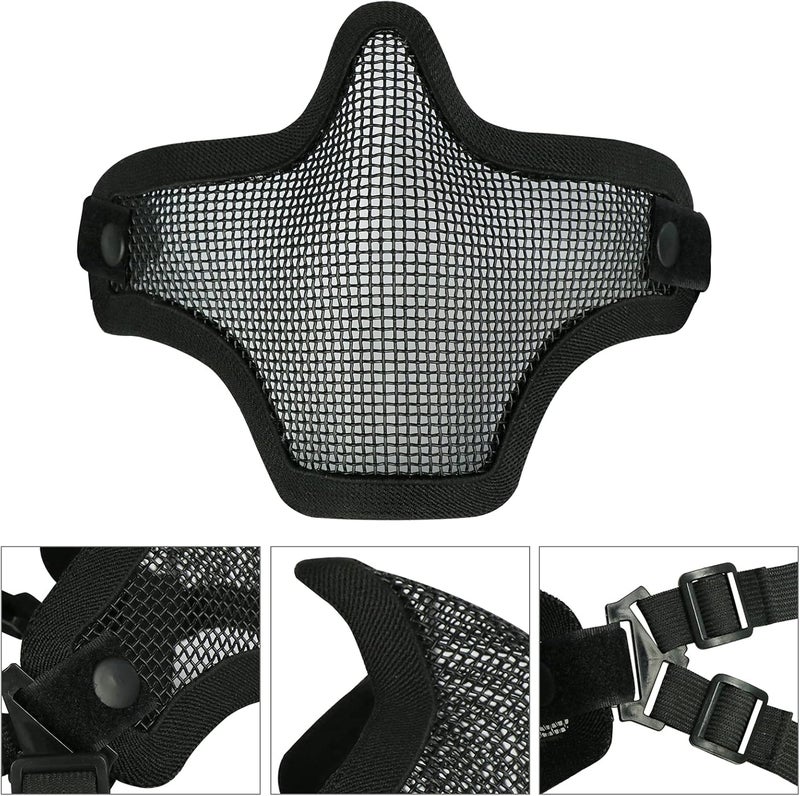Aoutacc Airsoft Mask and Goggles, Airsoft Half Face Mask Steel Mesh and Goggles Set for CS Paintball Shooting War Game Cosplay - Image 4