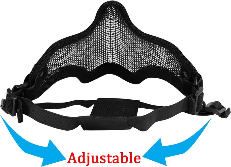 Aoutacc Airsoft Mask and Goggles, Airsoft Half Face Mask Steel Mesh and Goggles Set for CS Paintball Shooting War Game Cosplay - Image 3