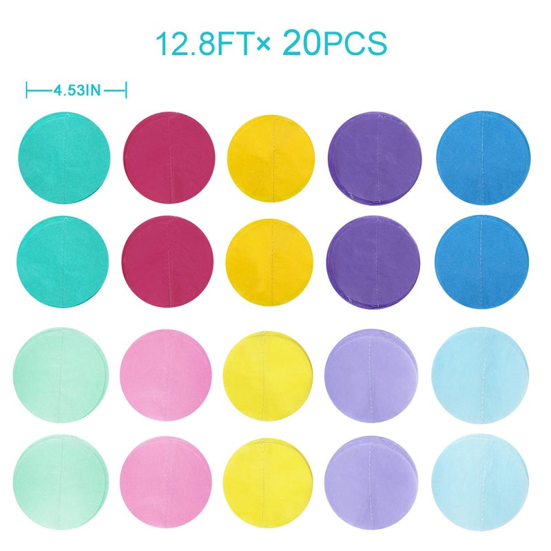 pinkblume 256Ft Pastel Party Decorations Big Circle Dot Backdrop Streamer Pastel Tissue Paper Polka Dots Hanging Curtain Garland for Birthday Wedding Bachelorette Engagement Baby Shower Macaron Party Supplies - Image 2
