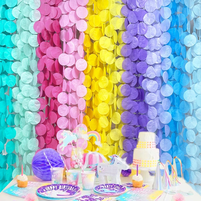 pinkblume 256Ft Pastel Party Decorations Big Circle Dot Backdrop Streamer Pastel Tissue Paper Polka Dots Hanging Curtain Garland for Birthday Wedding Bachelorette Engagement Baby Shower Macaron Party Supplies - Image 5