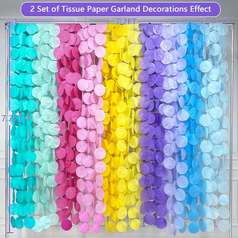 pinkblume 256Ft Pastel Party Decorations Big Circle Dot Backdrop Streamer Pastel Tissue Paper Polka Dots Hanging Curtain Garland for Birthday Wedding Bachelorette Engagement Baby Shower Macaron Party Supplies - Image 3