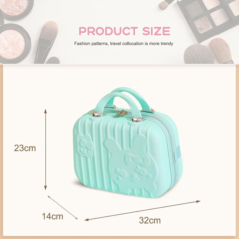 ENNCOZY Mini Hard Shell Hard Travel Luggage Makeup Case Small Portable Carrying Case Suitcase Organizer Makeup Storage Box for Women C Pista - Image 2