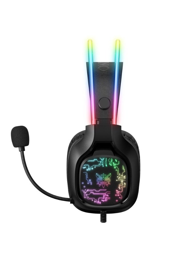 أونيكوما سماعات رأس للألعاب X22 RGB، سماعة رأس فوق الأذن مع ميكروفون، تقليل الضوضاء، التحكم في مستوى الصوت، إضاءة LED، تصميم متين ومريح، متوافقة مع أجهزة الكمبيوتر الشخصية والكمبيوتر المحمول وبلاي ستيشن 4 وبلاي ستيشن 5 وإكس بوكس - Image 4