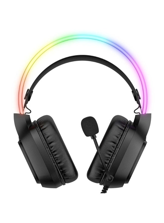 أونيكوما سماعات رأس للألعاب X22 RGB، سماعة رأس فوق الأذن مع ميكروفون، تقليل الضوضاء، التحكم في مستوى الصوت، إضاءة LED، تصميم متين ومريح، متوافقة مع أجهزة الكمبيوتر الشخصية والكمبيوتر المحمول وبلاي ستيشن 4 وبلاي ستيشن 5 وإكس بوكس - Image 3