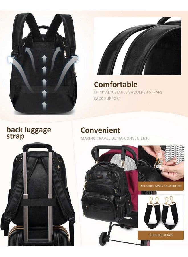 ROSEGIN ROSEGIN Premium Vegan Leather Diaper Bag Backpack with Waterproof Changing Pad, Reinforced Zippers & Odor-Free, 20 Pockets Pro Organizer, Fits 15.6" Laptop, Stroller Straps, Baby Bag for Mom, Black - Image 2