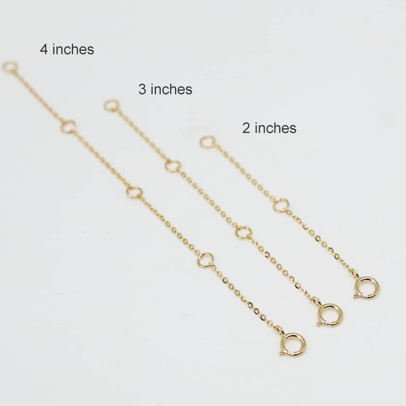 Lulau 14K Solid Gold Necklace Extender Real Bracelet Extender 2 3 4 Inch Durable Adjustable Chain Gold Anklets Extension for Women 2" 3" 4" (14K Yellow Gold-2 IN) - Image 4