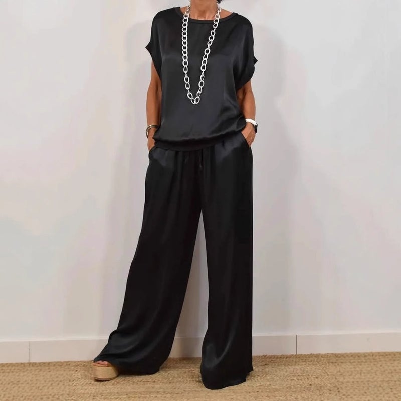 Fashion Loose Shirt and Wide Leg Pants Casual Set - Image 2