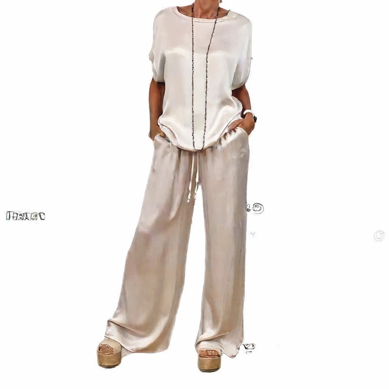 Fashion Loose Shirt and Wide Leg Pants Casual Set - Image 5