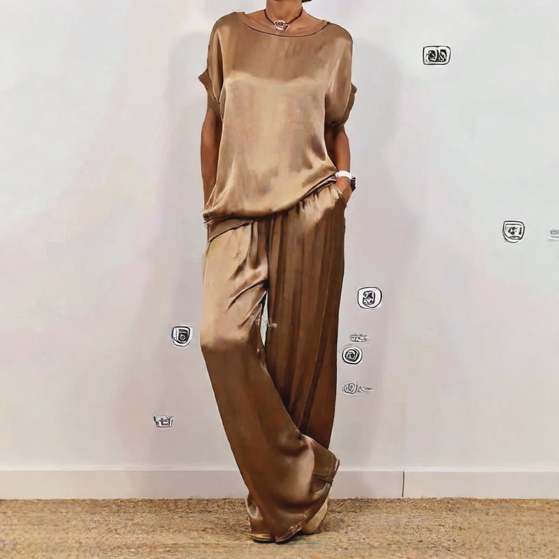 Fashion Loose Shirt and Wide Leg Pants Casual Set - Image 4
