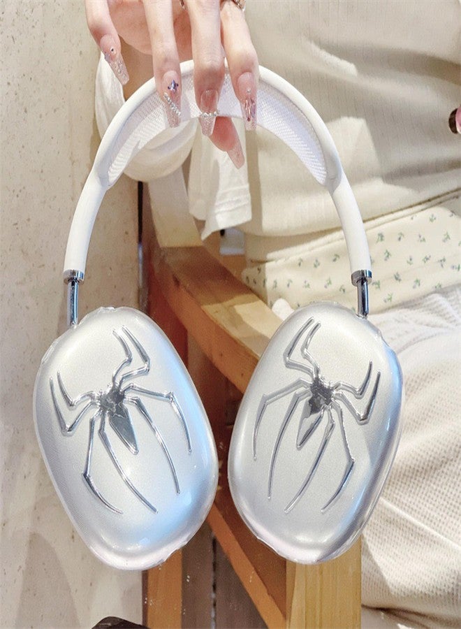 Adhiper Case Cover for AirPods Max,TPU Cool Soft Clear Case,Silver Spider Earcup Cover for Apple AirPods Max for Men&Women Accessories Protective Cover(Spider,Clear) - Image 5