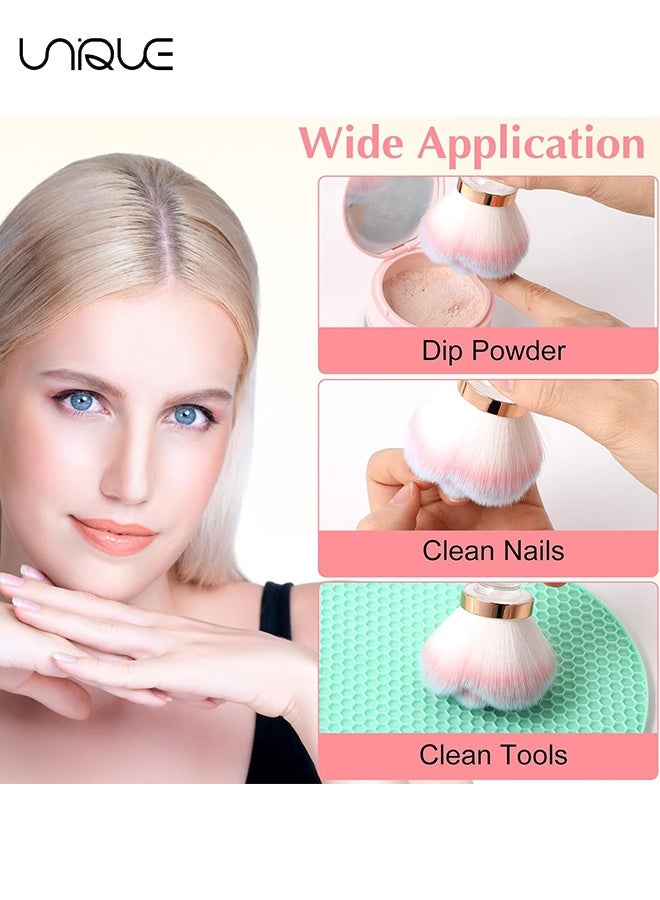 Unique 2 Pcs Nail Dust Brush Nail Art Dust Powder Remover Brush Soft Cleaner Brush Nail Supplies for Acrylic Application and Makeup (Pink Rose Design) - Image 5