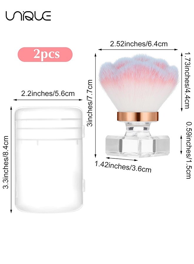 Unique 2 Pcs Nail Dust Brush Nail Art Dust Powder Remover Brush Soft Cleaner Brush Nail Supplies for Acrylic Application and Makeup (Pink Rose Design) - Image 2