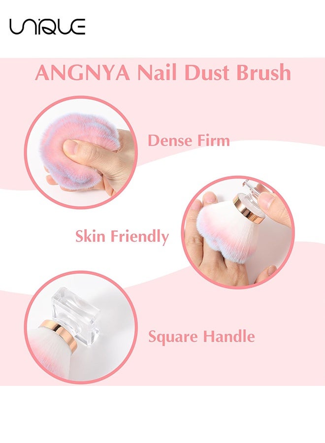 Unique 2 Pcs Nail Dust Brush Nail Art Dust Powder Remover Brush Soft Cleaner Brush Nail Supplies for Acrylic Application and Makeup (Pink Rose Design) - Image 4