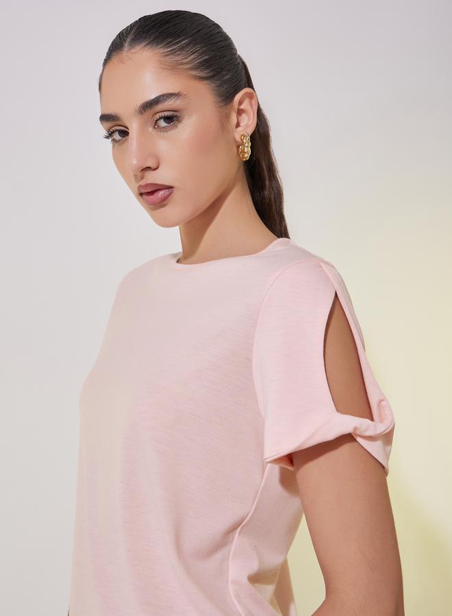 تايك تو تيشيرت بقصة عادية بتفاصيل قص ولوي في الأكمام - Image 4