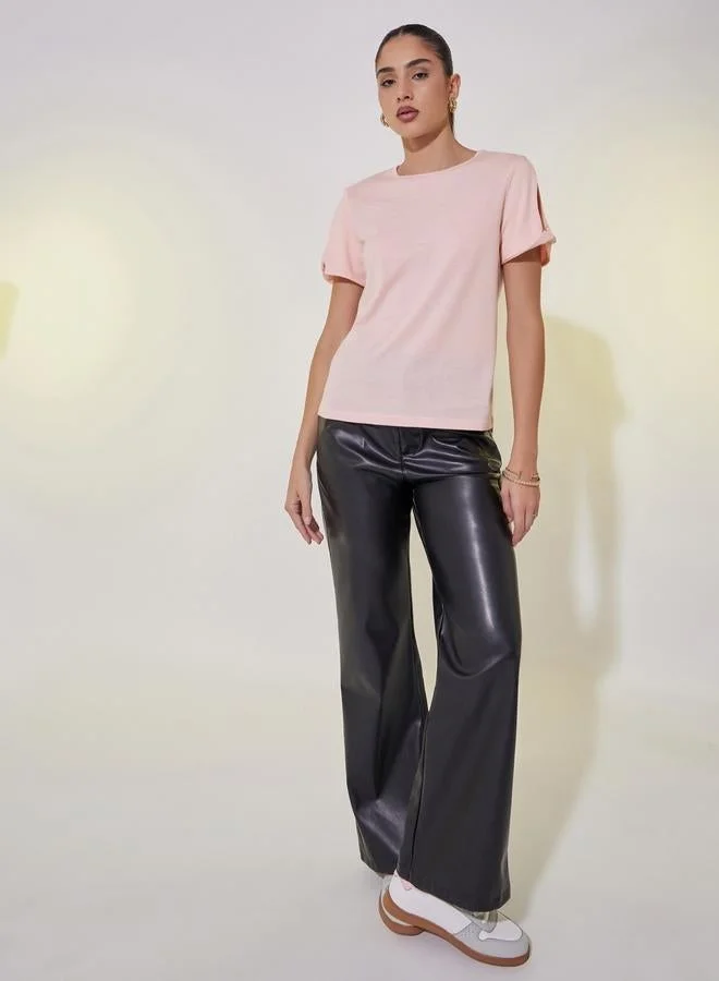 Take Two Cut Out Twist Detail Sleeve Regular Fit T-Shirt