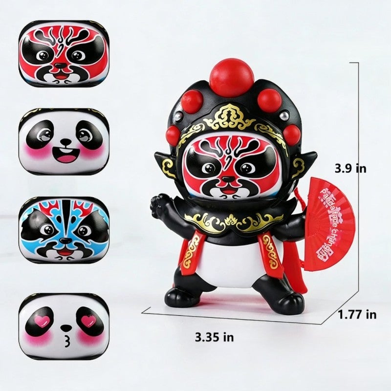 Sichuan Opera Panda Doll - 3.55*1.77*3.9 In Black PVC & ABS: 4 Expressive Face Changes, Authentic Cultural Ornament, Compact Interactive Toy for Home Decor & Children - Image 3