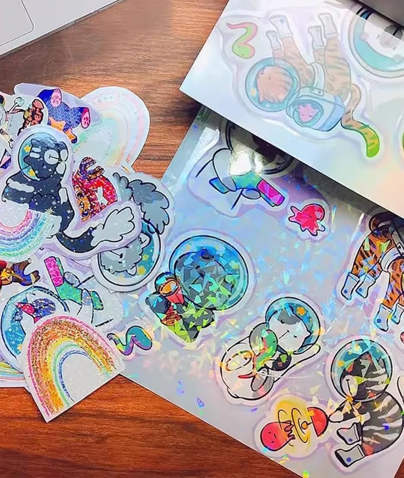 Primst 30PCS Clear Overlay Holographic Sticker Paper Rainbow Patterns Vinyl Sheets Self Adhesive Lamination Sticker Film for Photos Cards Signs Stickers - Image 5