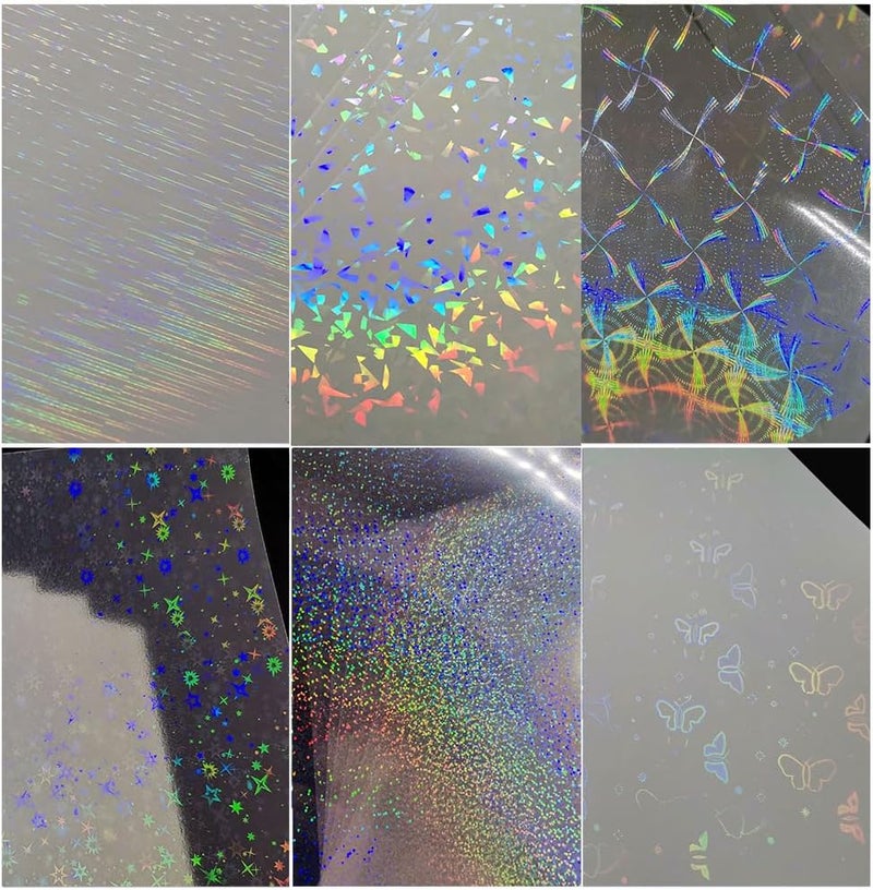 Primst 30PCS Clear Overlay Holographic Sticker Paper Rainbow Patterns Vinyl Sheets Self Adhesive Lamination Sticker Film for Photos Cards Signs Stickers - Image 1